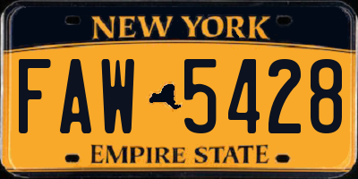 NY license plate FAW5428