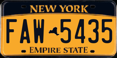NY license plate FAW5435