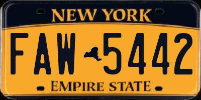 NY license plate FAW5442