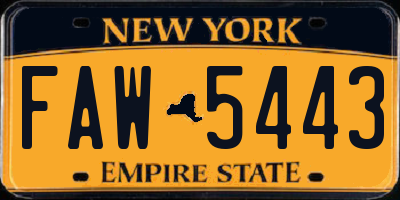 NY license plate FAW5443