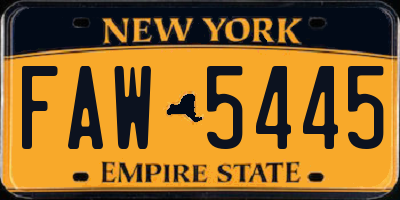 NY license plate FAW5445