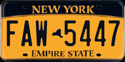 NY license plate FAW5447
