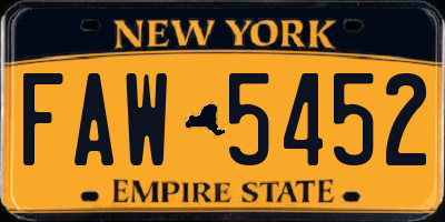 NY license plate FAW5452