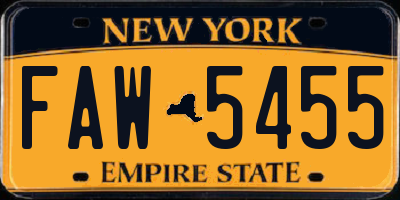 NY license plate FAW5455
