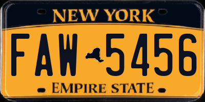 NY license plate FAW5456