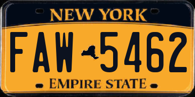 NY license plate FAW5462