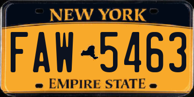 NY license plate FAW5463