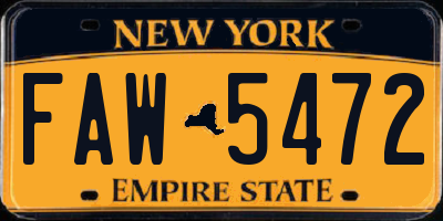 NY license plate FAW5472
