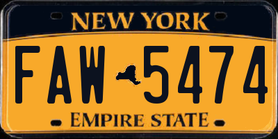 NY license plate FAW5474