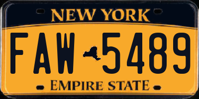 NY license plate FAW5489