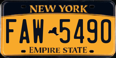 NY license plate FAW5490