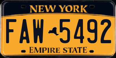 NY license plate FAW5492