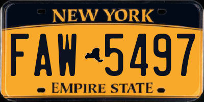 NY license plate FAW5497