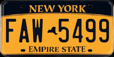 NY license plate FAW5499