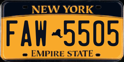 NY license plate FAW5505