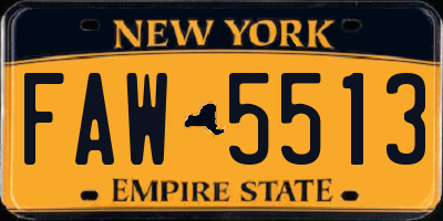 NY license plate FAW5513