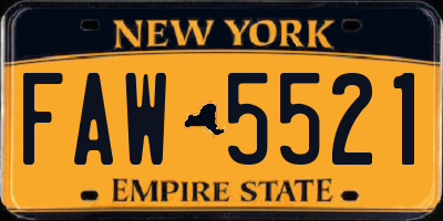 NY license plate FAW5521