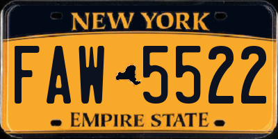 NY license plate FAW5522