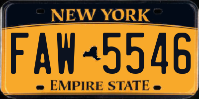 NY license plate FAW5546