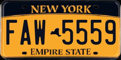 NY license plate FAW5559