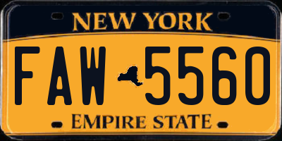 NY license plate FAW5560