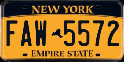 NY license plate FAW5572