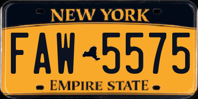 NY license plate FAW5575