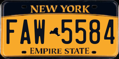 NY license plate FAW5584