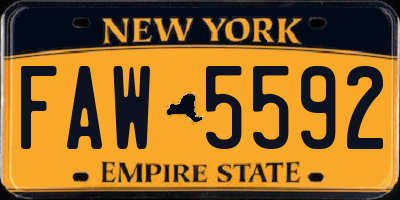 NY license plate FAW5592