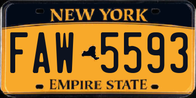 NY license plate FAW5593