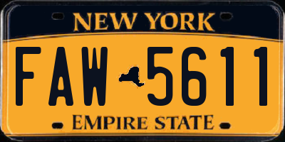 NY license plate FAW5611