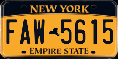 NY license plate FAW5615