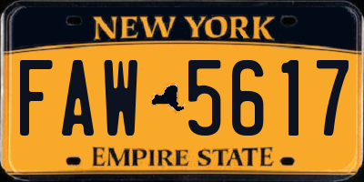 NY license plate FAW5617