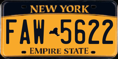 NY license plate FAW5622