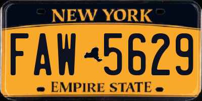 NY license plate FAW5629