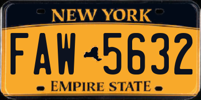 NY license plate FAW5632