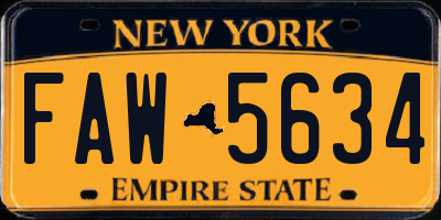 NY license plate FAW5634