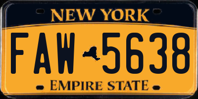 NY license plate FAW5638