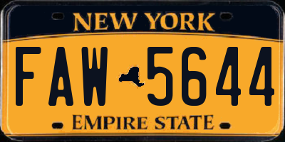NY license plate FAW5644
