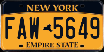 NY license plate FAW5649