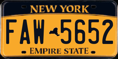 NY license plate FAW5652