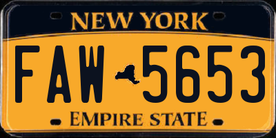 NY license plate FAW5653