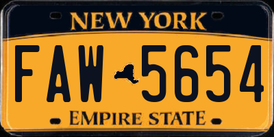 NY license plate FAW5654