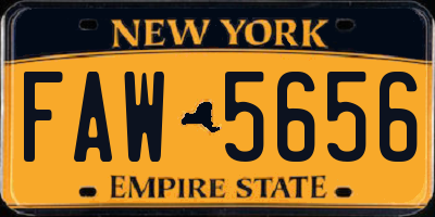 NY license plate FAW5656