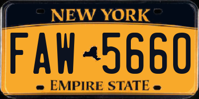 NY license plate FAW5660