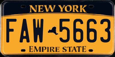 NY license plate FAW5663