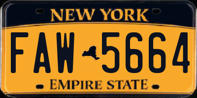NY license plate FAW5664
