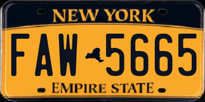NY license plate FAW5665