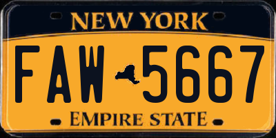 NY license plate FAW5667
