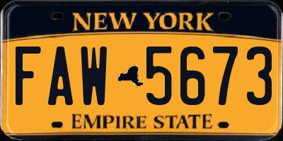 NY license plate FAW5673